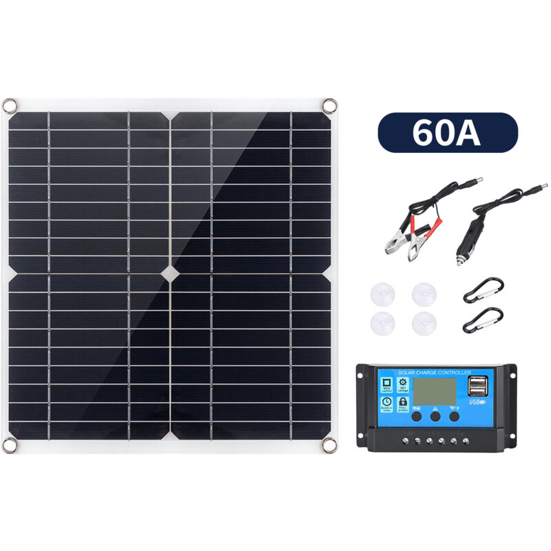 Kits de panneaux solaires flexibles portables 300 w Panneau solaire en silicium monocristallin avec contrôleur 60 a Double port de charge usb