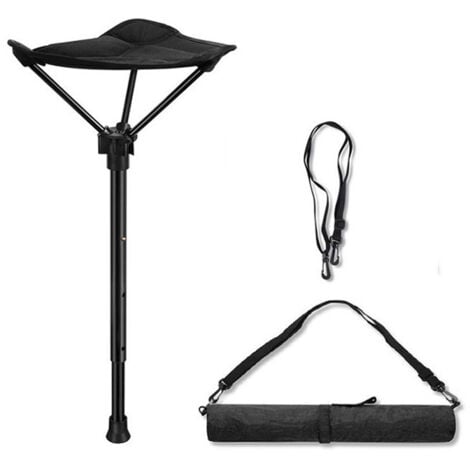 Portable 4 Position Adjustable Height Stool Seat, Folding Fishing Chair, Black