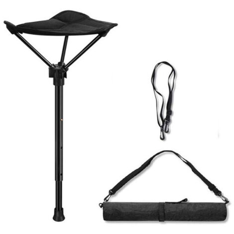 Portable 4 Position Tabouret Réglable En Hauteur Siège，Pliant Chaise De Pêche，Noir