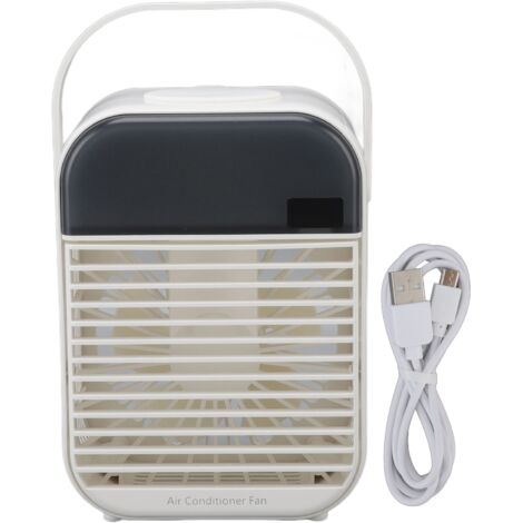 Portable Air Conditioner Fan 3 Wind Speed Efficient Misting Low Noise USB Air Conditioner Cooling Fan with Night Light White