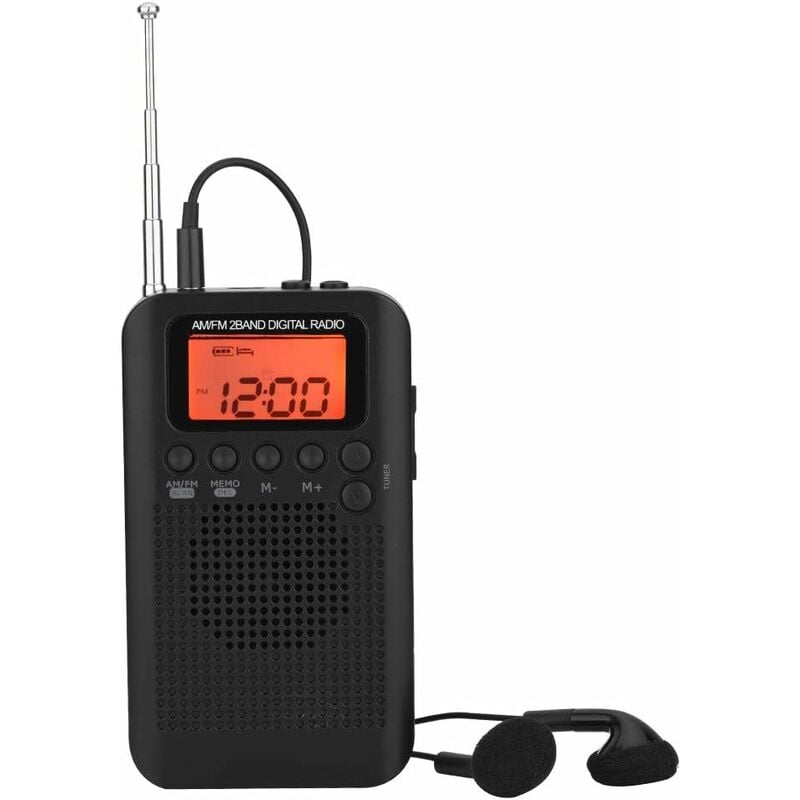 Portable AM FM Digital Pocket Radio avec casque numérique tune Radio stéréo ICD ecran Radio rechargeable avec Haut - parleur externe walk
