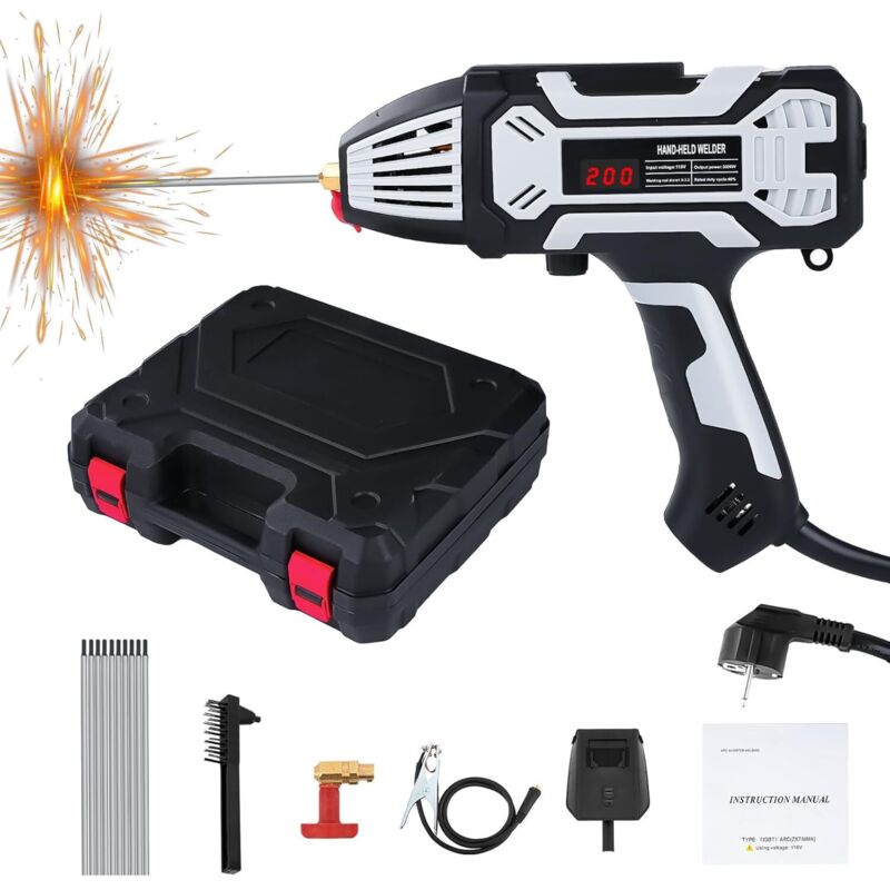 Portable Arc Welder 220V/3000W - Compact Electrode Welding Machine with Overheat Protection - For Car Repairs and Welding Jobs