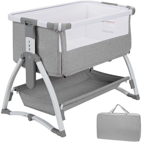 Portable Baby Cot, Bedside Sleeper, Bassinet, Rocking Cradle, Diaper Changer, Adjustable Mattress 4 Heights, Playpen Storage
