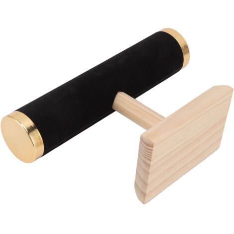 Portable Bracelet Holder with Plush Hairband Storage and Wood Base for Home Decor