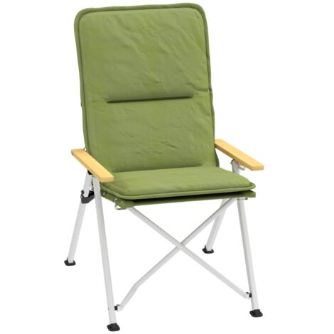 Portable Camping Chair for Adults, High Back Folding Chair with Padded Seat and Carry Bag, Outdoor Recliner for Hiking, Fishing, Beach and Picnic, Green
