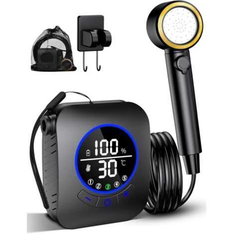 Portable Camping Douche, Douche de Camping Rechargeable avec 8000mAh Batterie, Douche avec Pompe, Tuyau de Douche de 2m, pour randonnée, Camping,Plage, Voyage