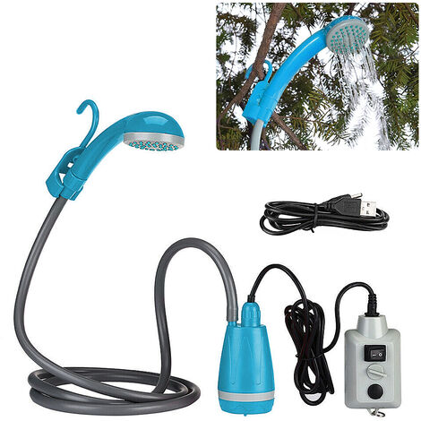 main image of "Portable Camping Shower Outdoor Camping Shower Pump Rechargeable Shower Head for Camping Hiking Traveling,model:Blue Shower"
