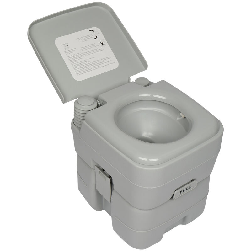Portable Toilet with Lid, 20L Removable Toilet for Camping Travel Motorhome Caravan (Grey)