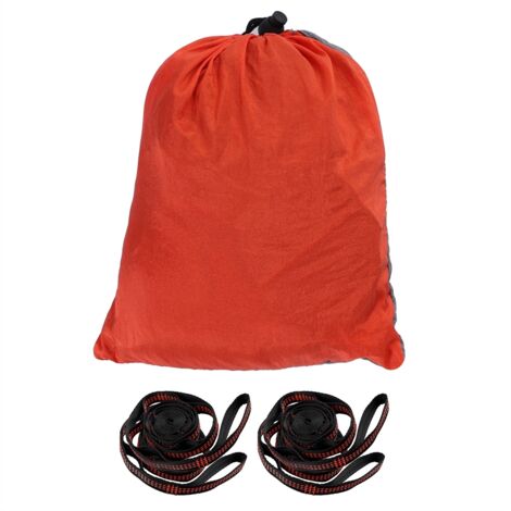 Portable Camping Travel Double Hammock Hanging Bed with Tree Strap (Gray + Orange)