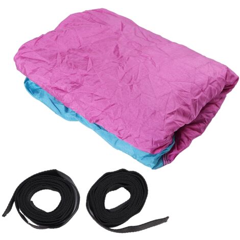 Portable Camping Travel Double Hammock Hanging Bed with Tree Strap (Light Blue + Pink)