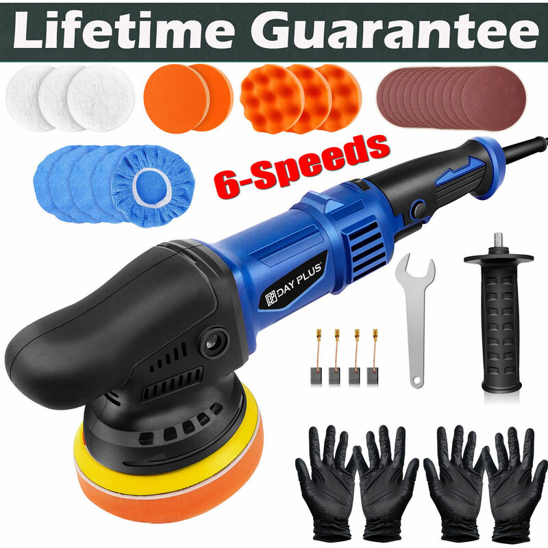Dayplus - Portable Car Buffer Polisher Kit 6-Speed Dual Action Waxing Tool 5 inch 5800RPM