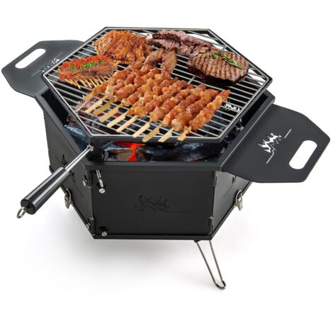 Portable Charcoal Grill Stove 360° Rotatable Outdoor Hibachi Grill Smoker