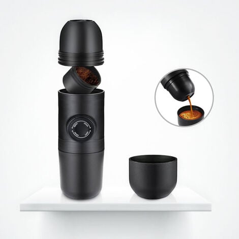 AOUGO Portable coffee maker, 70ml manual coffee maker, mini ground coffee maker, portable, espresso maker Manual coffee maker, for camping hiking