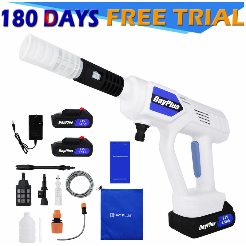 Portable Cordless Car High Pressure Washer Jet Water Wash Cleaner Gun + 2X Battery