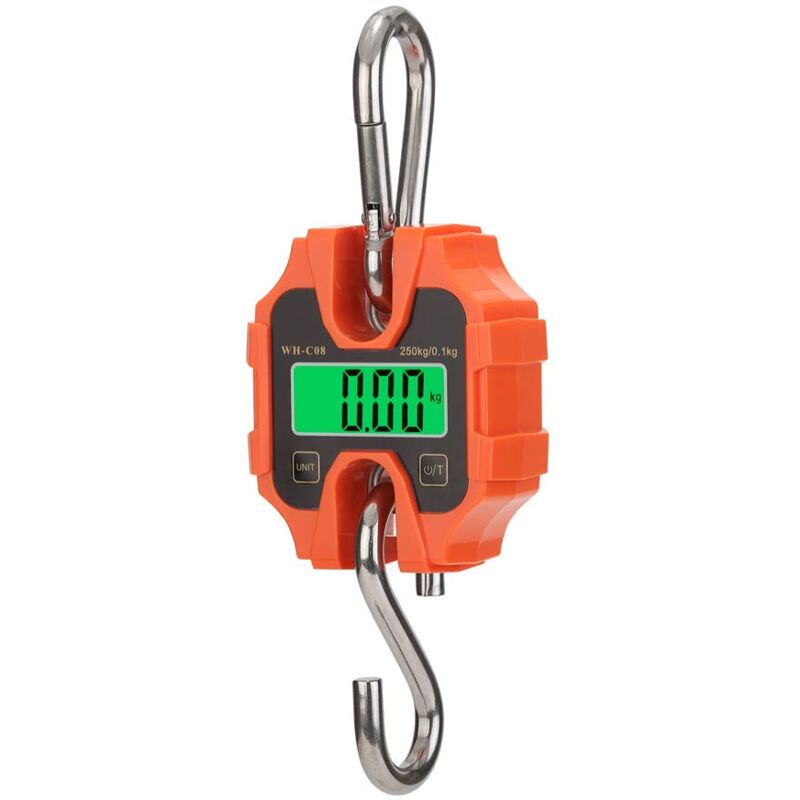 Portable Crane Scale 250 kg / 500 lb Heavy Duty Digital Hanging Scales lcd Display with Backlight for Home Farm Hunting Outdoor Orange