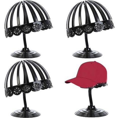 Portable, Durable Plastic, Foldable Wig Stand, Vintage Wig Holder, Hat Display Stand, Plastic Hat Holder for Wigs and Hats, Decorative Wig Stand for Adults (3 Pieces)