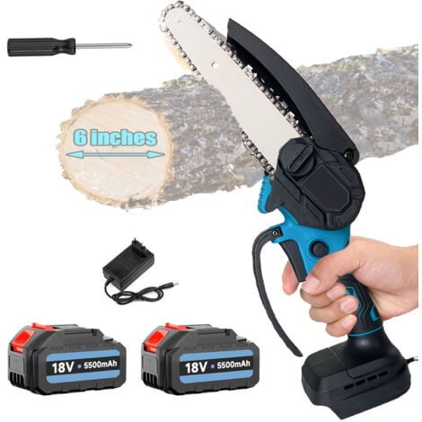 PEDONY Portable Electric Chainsaw, 6" Cordless Mini Chainsaw, Electric Chain Saws, Small Handheld Chainsaw, 2 5500mAh Battery + Charger, Compatible with Makita Charger