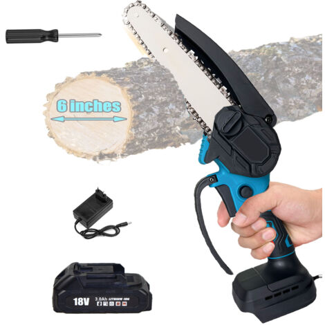 PEDONY Portable Electric Chainsaw, 6" Cordless Mini Chainsaw, Electric Chain Saws, Small Handheld Chainsaw, 2x 5.5Ah Battery + Charger, Compatible with Makita Charger