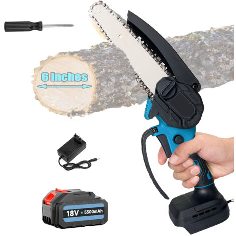 PEDONY Portable Electric Chainsaw, 6" Mini Cordless Chainsaw, Electric Chain Saws, Small Handheld Chainsaw, 2x 5500mAh Battery + Charger, Compatible with Makita Charger