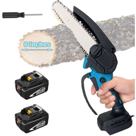 Portable Electric Chainsaw, 6" Mini Cordless Chainsaw, Electric Chain Saws, Small Handheld Chainsaw, 2x 5.5A Battery (No Charger), Compatible with Makita Charger