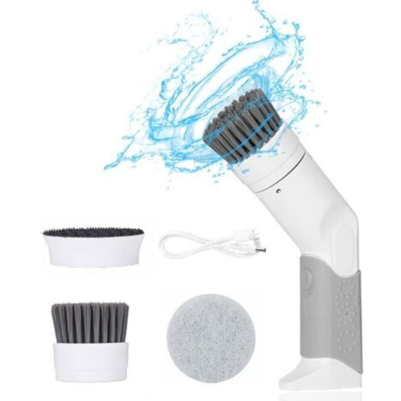 Portable electric cleaning brush, 360° USB rechargeable electric rotating floor scrubber, suitable for kitchen and bathroom