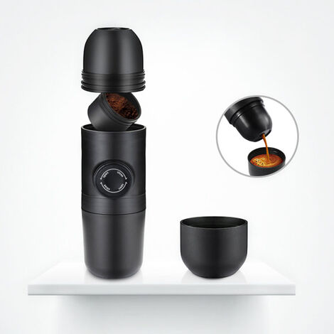 Portable Espresso Machine, Compatible Ground Coffee, Small Travel Coffee Maker, Manually Operated from Piston Action（70ml）