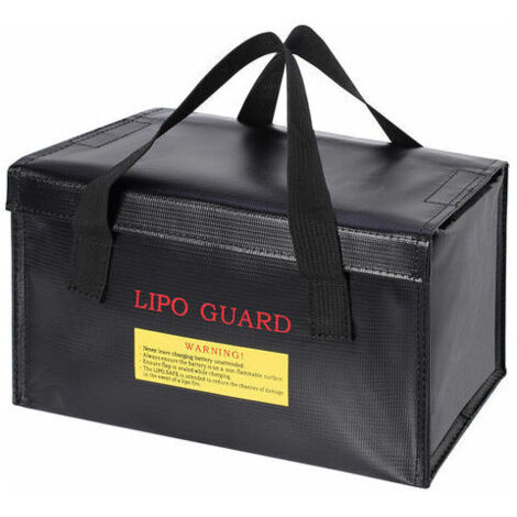 Portable Explosion-Proof Lipo Battery Bag, Flame Retardant Fiberglass Protection Inside, Large Capacity for Battery Storage and Charging, 260130150mm - Black