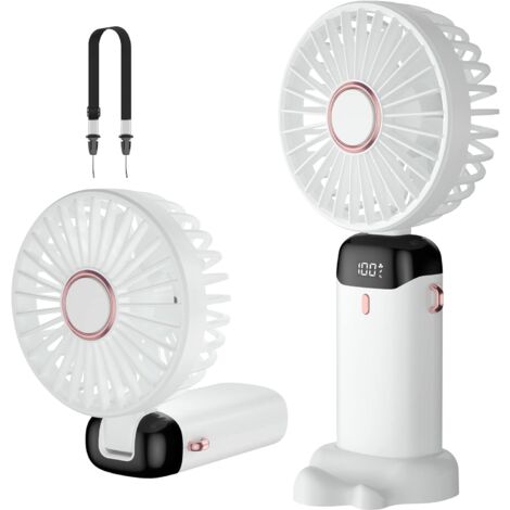 Portable Fan, Mini USB Rechargeable Handheld Fan, Small Pocket Fan with Base, Foldable Desk Fan