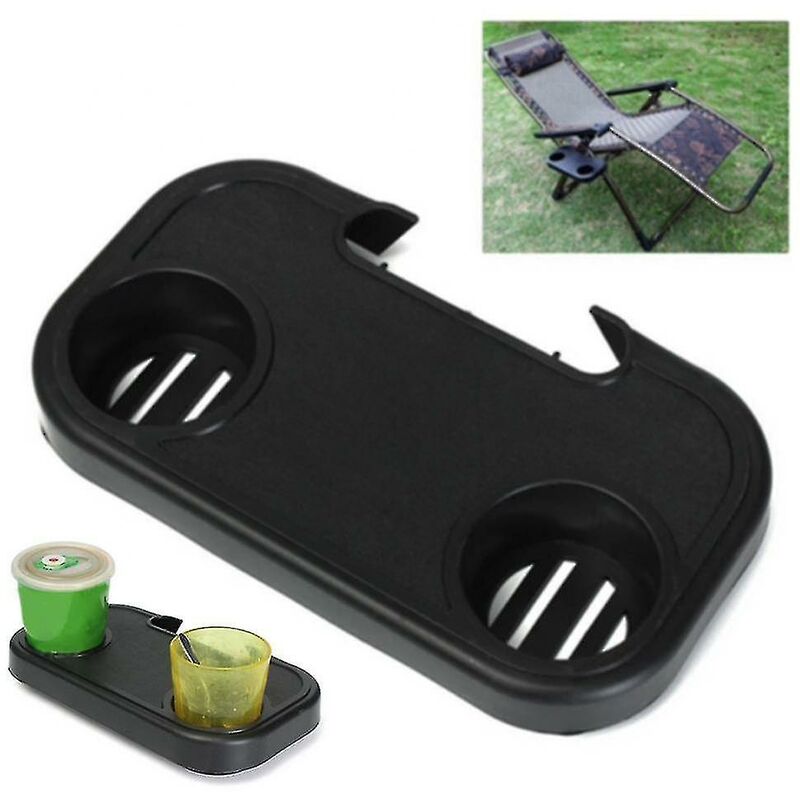 Portable folding chair side tray, beach chair tray cup holder