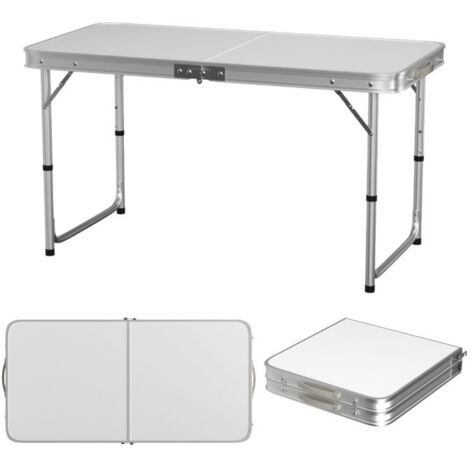 Portable Folding Garden Table in Aluminum Alloy/120cm/Foldable for Terrace, Camping, Beach, Balcony
