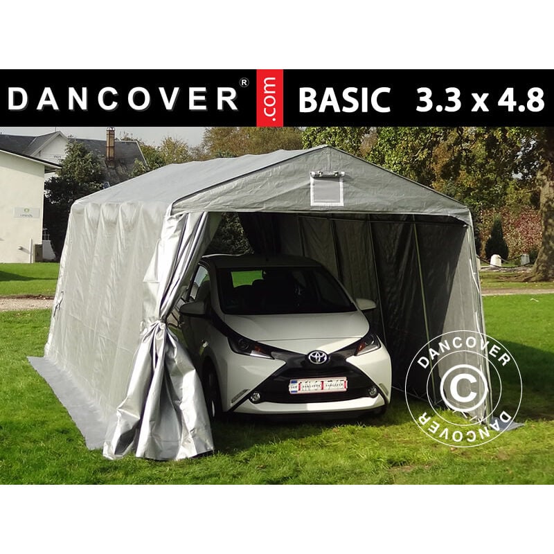 Portable garage Garage tent Basic 3.3x4.8x2.4 m PE, Grey