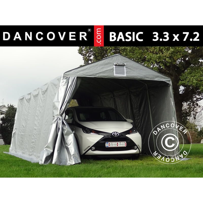 Portable garage Garage tent Basic 3.3x7.2x2.4 m pe, Grey