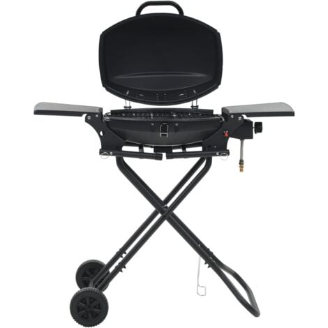 Portable Gas BBQ Grill with Cooking Zone Black