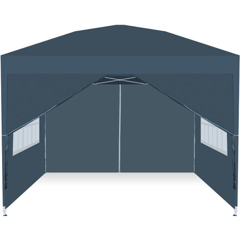 main image of "Portable gazebo awning outdoor garden party beach pop-up waterproof tent with window 3x3M - Navy blue"