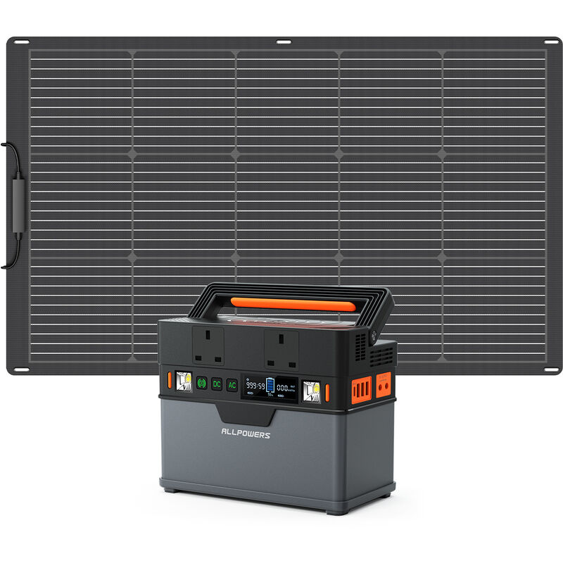 Allpowers - Portable Generator 288Wh Power Station With 100W Monocrystalline Solar Panel for Camping