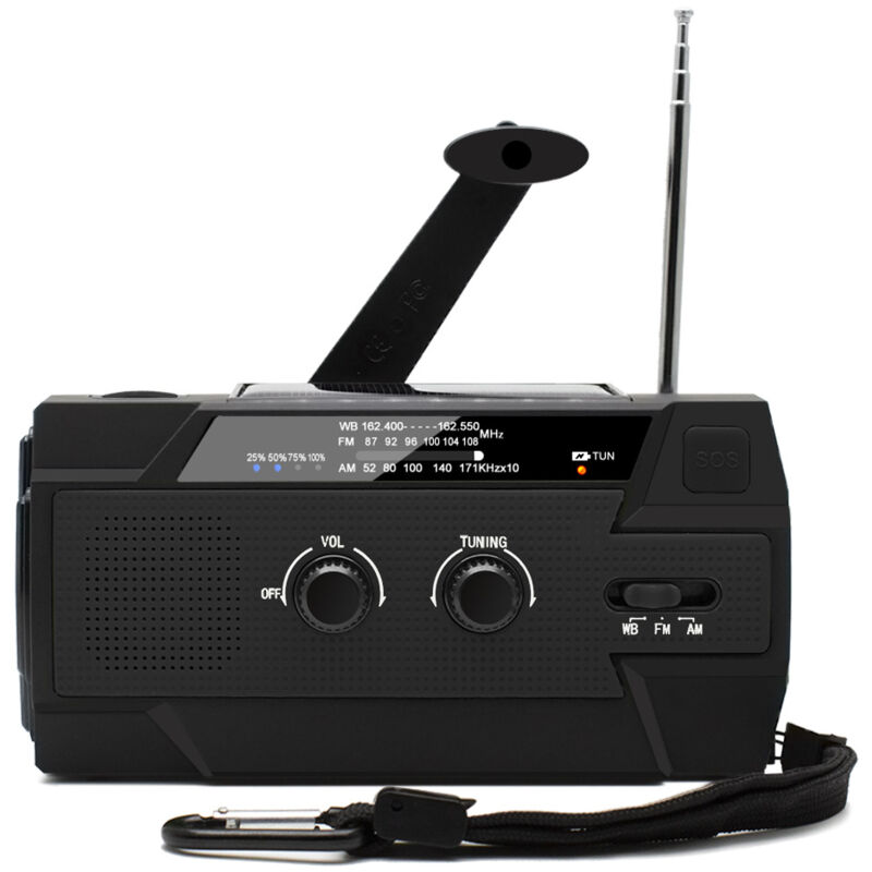 Cyslmuk - Portable Hand Crank Solar Radio Rechargeable Dynamo Radio with am/fm/wb Built-in 4000mAh Rechargeable Battery 4 Modes led Flashlight sos