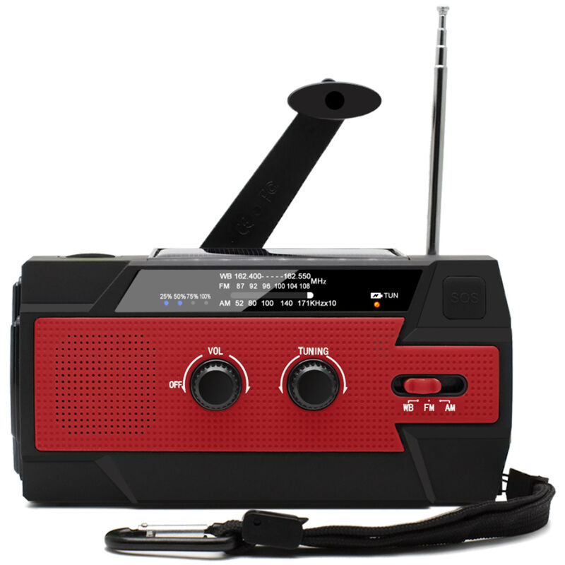 Cyslmuk - Portable Hand Crank Solar Radio Rechargeable Dynamo Radio with am/fm/wb Built-in 4000mAh Rechargeable Battery 4 Modes led Flashlight sos