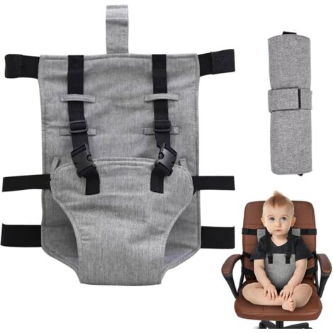 Portable high chair safety belt - Child safety belt - Adjustable shoulder straps for babies 6-36 months - Suitable for restaurants and homes - Gray