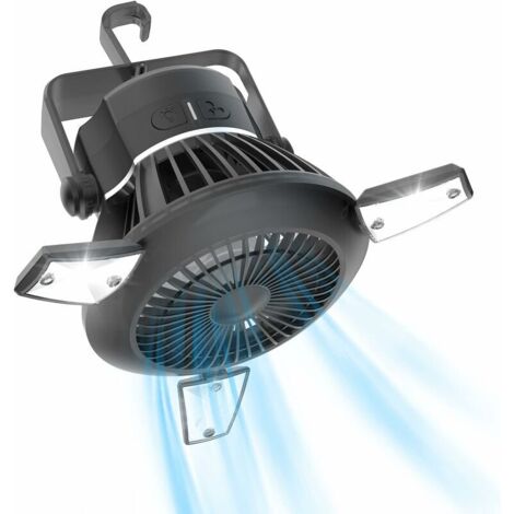 Portable léger Ventilateur de Camping Ventilateur de Camping avec Ventilateur de Tente Rechargeable pour Tente Ventilateur Solaire avec Crochet de Suspension Ventilateur de bureau USB