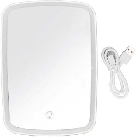 Portable Lighted Beauty Mirror 3 Color LED 2400mAh USB Micro 5V Stepless Dimming Touch Switch Rechargeable Makeup Mirror for Women