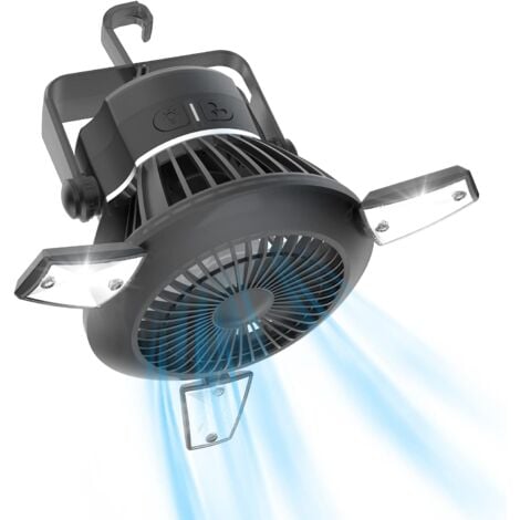 Portable Lightweight Camping Fan Camping Fan with Rechargeable Tent Fan for Tent Solar Fan with Hanging Hook USB Desk Fan