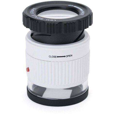 Portable Magnifier Led Scale Loupe 30x Adjustable Magnification Magnifier Cylinder Type Mirror Reading Mirror Magnifying Glass white