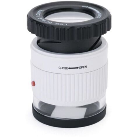 Portable Magnifier Led Scale Loupe 30x Adjustable Magnification Magnifier Cylinder Type Mirror Reading Mirror Magnifying Glass white