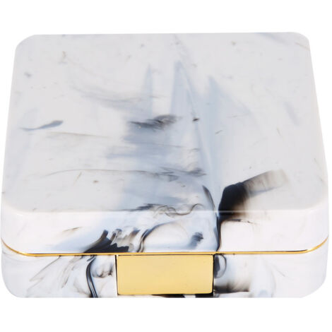 Portable Marble Surface Mirror Square Soaking Contact Lens Case Golden