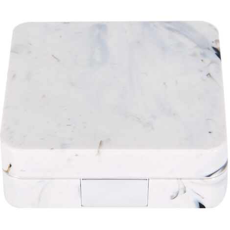 Portable Marble Surface Mirror Square Soaking Contact Lens Case Silver