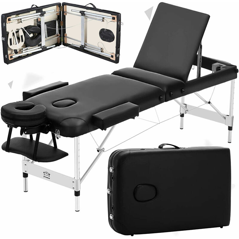 Briefness - Portable Massage Table Beauty Couch Bed Aluminium Frame Lightweight Professional Folded 3 Section, for Treatment Tattoo Spa Reiki Salon