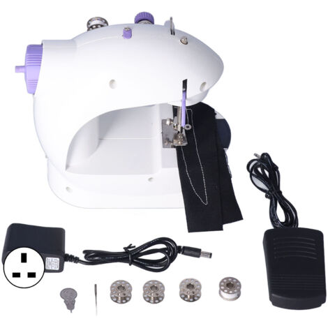 Portable Mini Sewing Machine Foot Pedal Straight Cutting with Light for Tailor Household TravelUK Plug 100‑240V