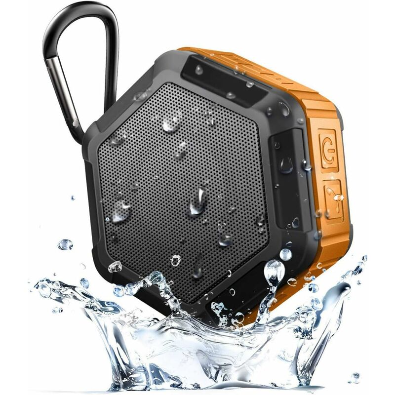 Portable Mini Speaker -Bluetooth Shower Speaker with Hook-Waterproof Bluetooth Speaker 12H Playtime for Beach, Pool, Home, Party,Orange