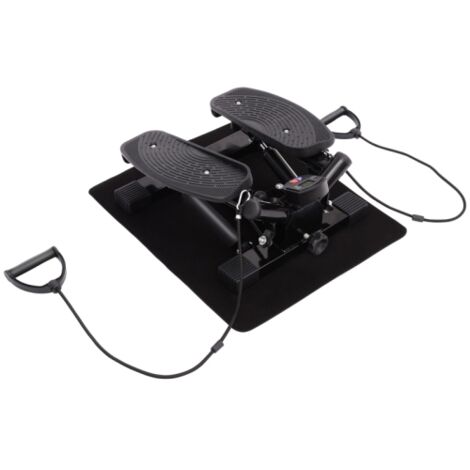 Portable Mini Stepper, Exercise Fitness Machine for Legs Arms Thigh Toner Toning Machine, Stair Steps Workout Training Fitness, w/ Resistance Bands and Floor Mat, Black