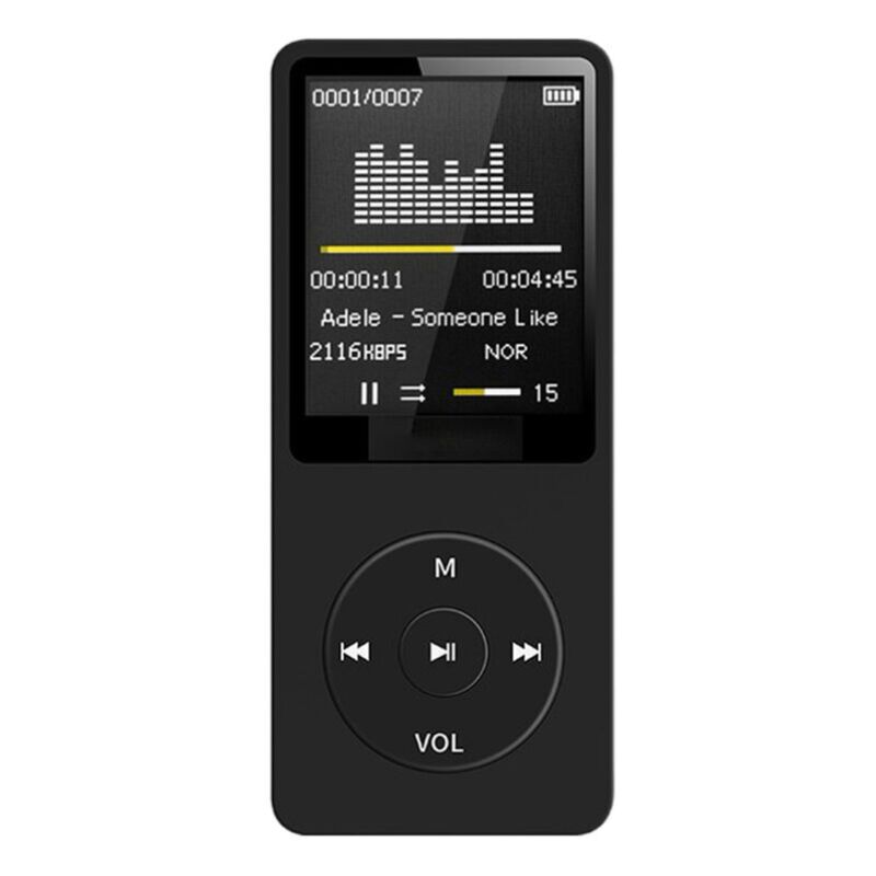 Portable MP3 Player 1.8 inch tft Screen Built-in Microphone Lithium Battery Support tf Card with fm Radio Voice Record Blue, Black